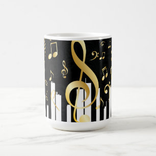 Music Note Luxury guld piano nycklar Kaffemugg