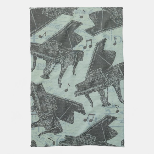 Music Note Mönster Music Theme Kitchen Towel Kökshandduk (Vertikal)