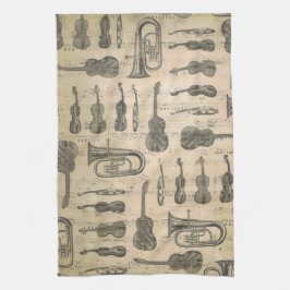 Music Note Mönster Music Theme Kitchen Towel Kökshandduk