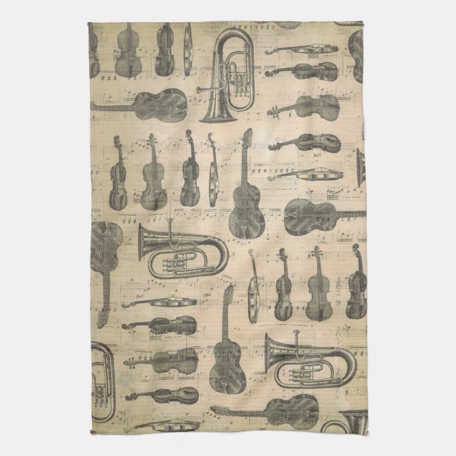 Music Note Mönster Music Theme Kitchen Towel Kökshandduk (Vertikal)