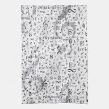 Music Note Mönster Music Theme Kitchen Towel