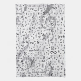 Music Note Mönster Music Theme Kitchen Towel Kökshandduk