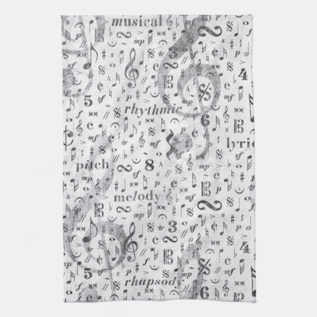 Music Note Mönster Music Theme Kitchen Towel Kökshandduk (Vertikal)