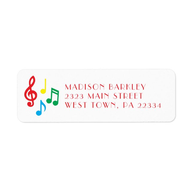 Music Note Musician Teacher Label Returadress Etikett (Framsidan)