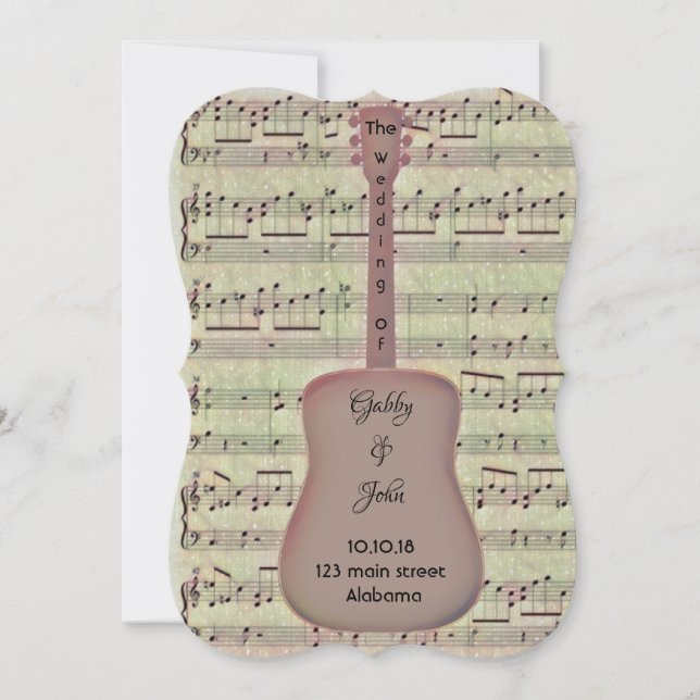 Music Note och Guitar Inbjudningar (Framsida)