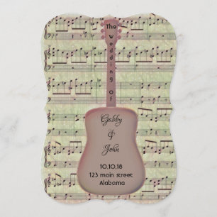 Music Note och Guitar Inbjudningar