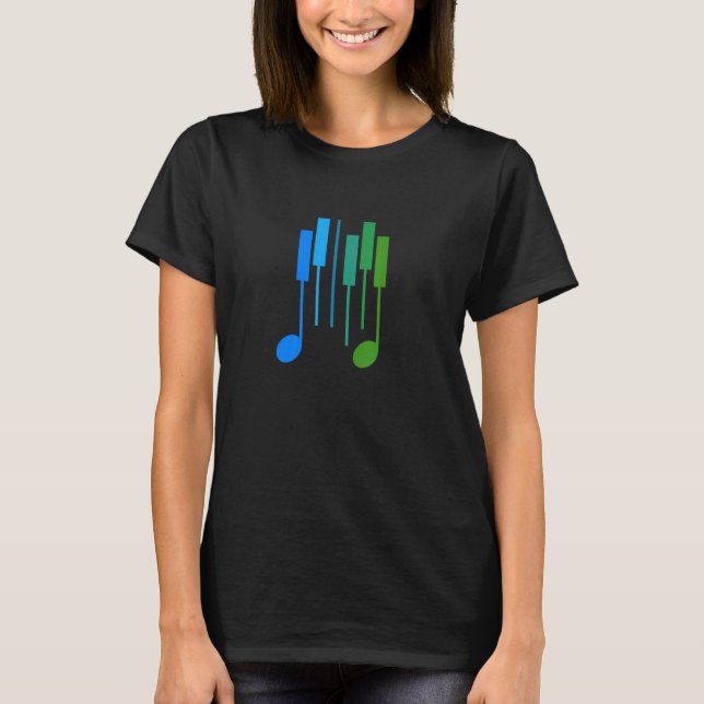 Music Note & Piano Tangentbord - Funky Pianist Key T Shirt (Framsida)
