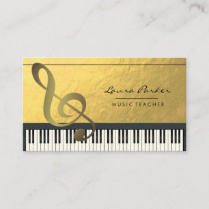 Music Note Piano Tangentbord Musician Gold Foil Visitkort