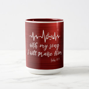 Music Note-pulsslag med Psalms Scripture Två-Tonad Mugg