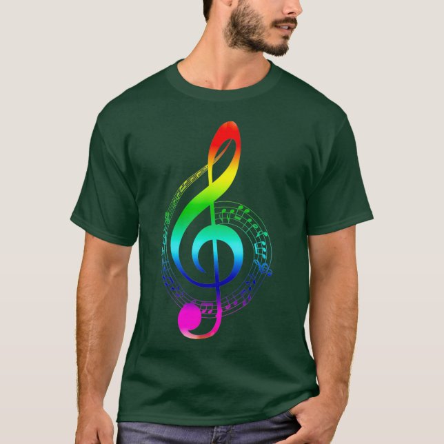 Music Note Rainbow Treble Clef Musical Symbol T Shirt (Framsida)