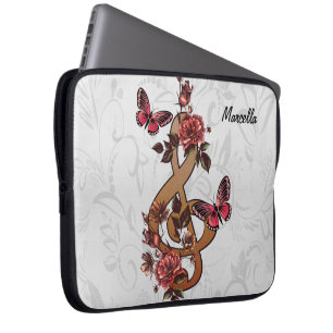 Music Note Ro och Butterflies Laptop Fodral