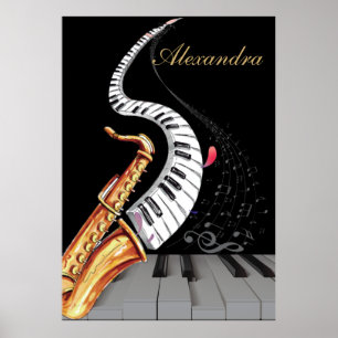 Music Note Saxophone Personlig Piano Poster