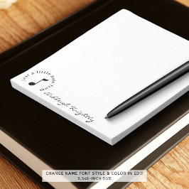 Music Note Script Namn Black White-Personlig Anteckningsblock