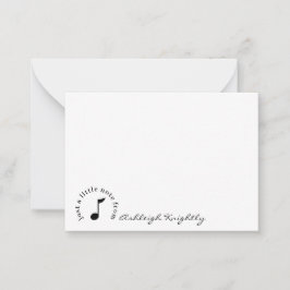 Music Note Script Namn Black White-Personlig Anteckningskort
