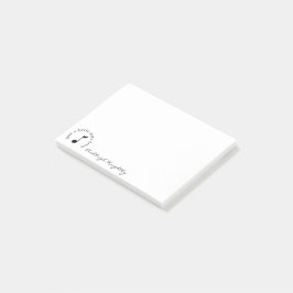 Music Note Script Namn Black White-Personlig Post-it Block