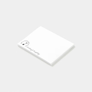 Music Note Script Namn Black White-Personlig Post-it Block