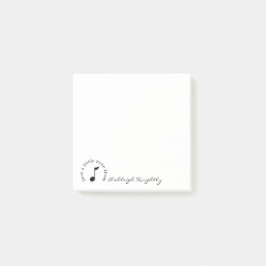 Music Note Script Namn Black White-Personlig Post-it Block