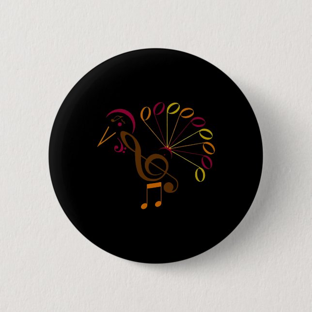 Music Note Symbol Turkey Music Teacher Thanksgiin Knapp (Framsida)
