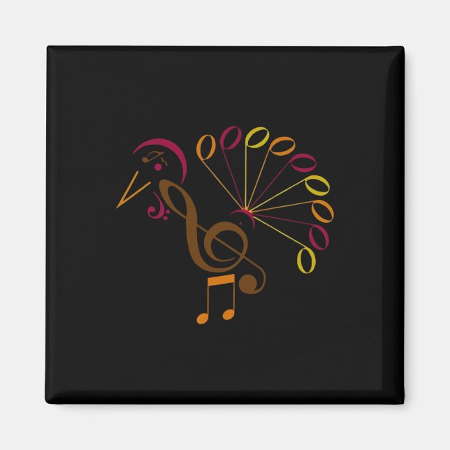 Music Note Symbol Turkey Music Teacher Thanksgiin Magnet (Framsidan)