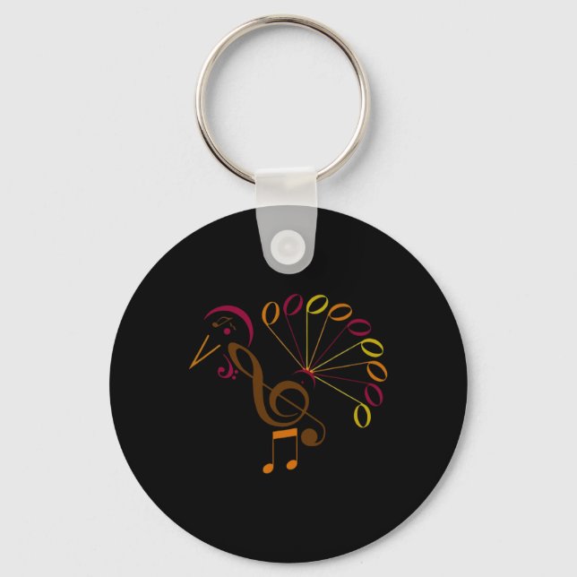 Music Note Symbol Turkey Music Teacher Thanksgiin Nyckelring (Framsida)
