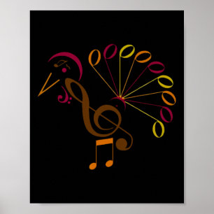Music Note Symbol Turkey Music Teacher Thanksgiin Poster