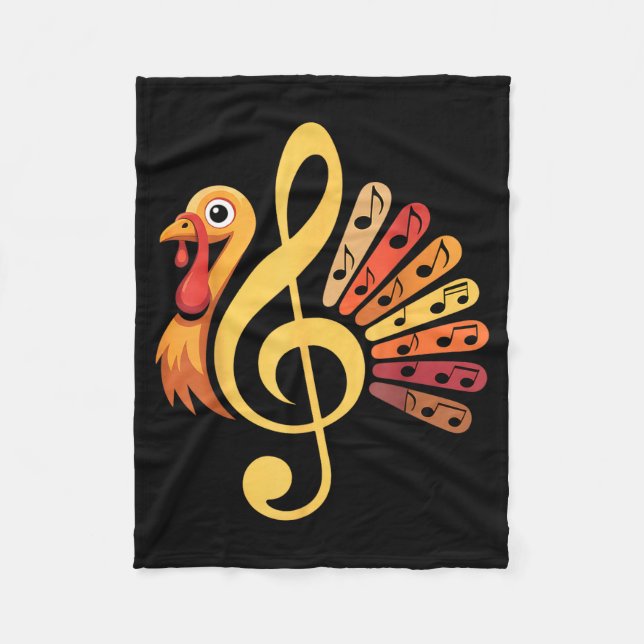 Music Note Symbol Turkey Teacher Fall Thanksgiving Fleecefilt (Framsidan)