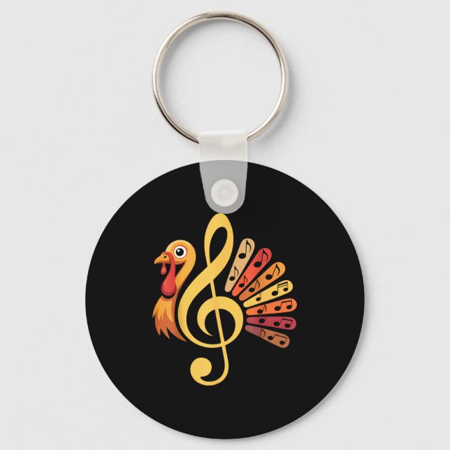 Music Note Symbol Turkey Teacher Fall Thanksgiving Nyckelring (Framsida)