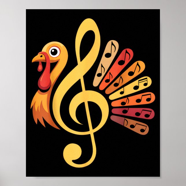 Music Note Symbol Turkey Teacher Fall Thanksgiving Poster (Framsidan)