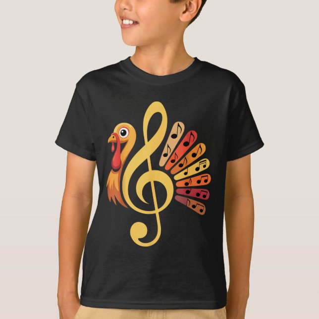 Music Note Symbol Turkey Teacher Fall Thanksgiving T Shirt (Framsida)