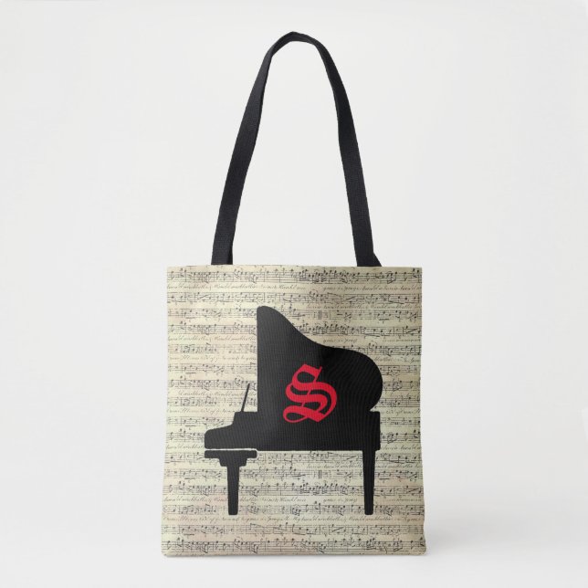 Music Note Tote bag Piano Music Themme Tygkasse (Framsida)