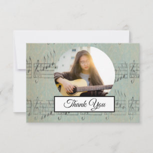 Music Note Vintage Mönster Music Musician Photo Tack Kort