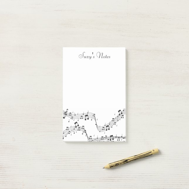 Music Note Whimsical Mönster Musician Post-it Block (På skrivbordet)