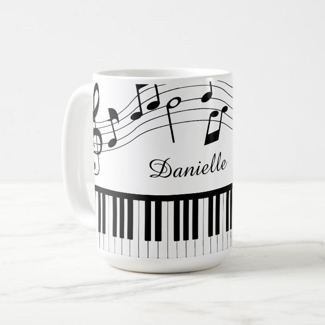 Music Notes Piano Personalized Custom Colors Kaffemugg (Framsida vänster)