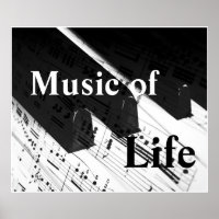 Music of Life: Piano Nycklar & Notes B&W Print