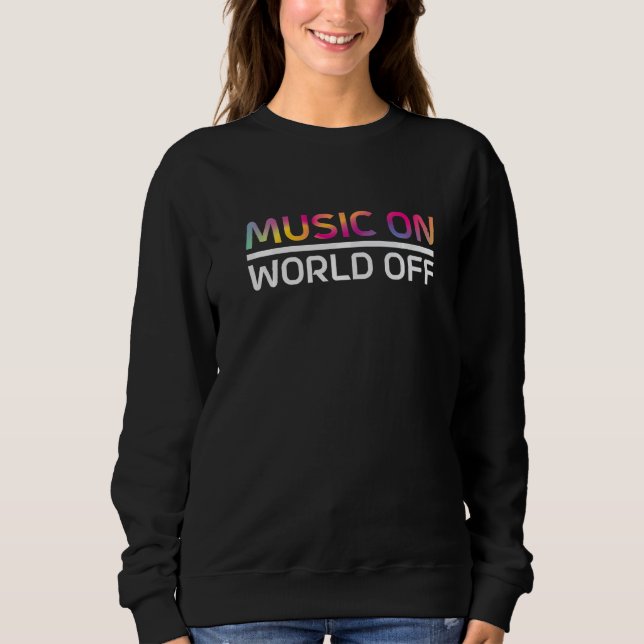 Music On World Off Rhythm Melody  Instruments Note T Shirt (Framsida)
