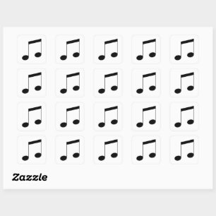 Music One Black Beam Note, Fyrkantigt Klistermärke