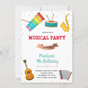 Music party födelsedagsinbjudan inbjudningar