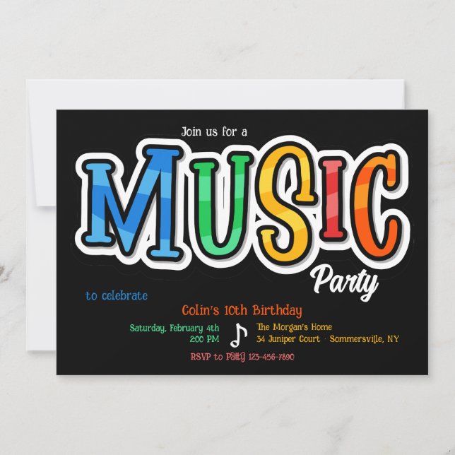 Music Party-inbjudan Inbjudningar (Framsida)