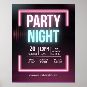 Music Party-inbjudan, Party-nattflyg Poster