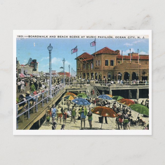 Music Pavilion, Ocean City, NJ Vintage Vykort (Framsida)