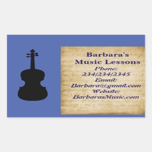Music Piano eller Violin Lessons Promotional Stick Rektangulärt Klistermärke