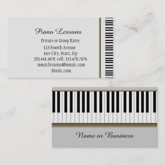 Music Piano Lessons Lärare Lärare Lärare Tutor Visitkort (Fram/baksida)