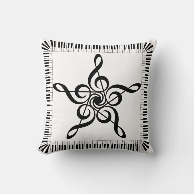 Music Piano Nyckel Treble Clef Dekorativ kudde 16  (Framsida)