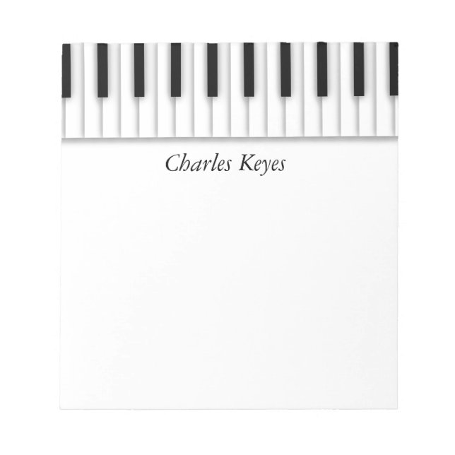 Music Piano Nycklar Black White Anteckningsblock (Framsida)