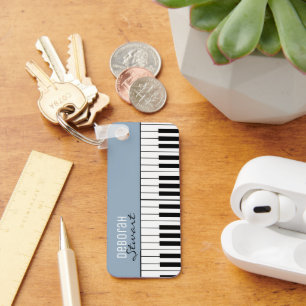 Music Piano Nycklar Lacher Elegant Dusty Blue Nyckelring