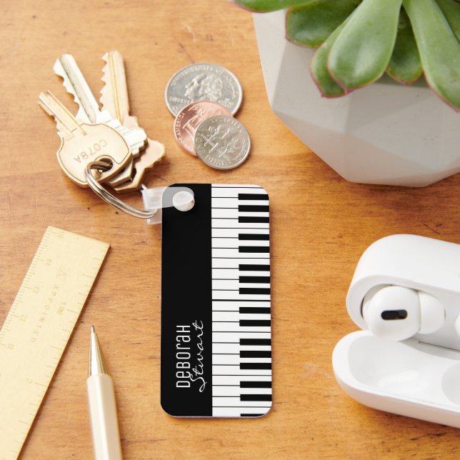 Music Piano Nycklar Teacher Elegant B&W Nyckelring (Skrivbord)