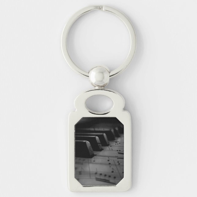 Music Piano Nycklar Tote Bag Rektangulärt Silverfärgad Nyckelring (Framsidan)