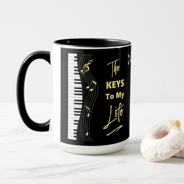 Music Piano Tangentbord Players Roligt Musik noter Mugg (Med munk)