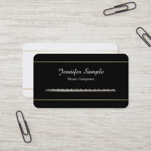 Music Piano Teacher Composer Professionell Elegant Visitkort