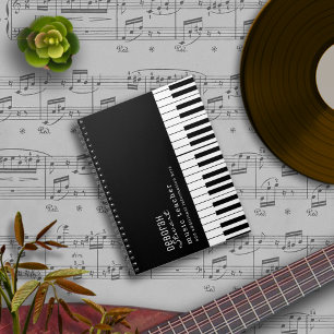 Music Piano Teacher Elegant Black Anteckningsbok